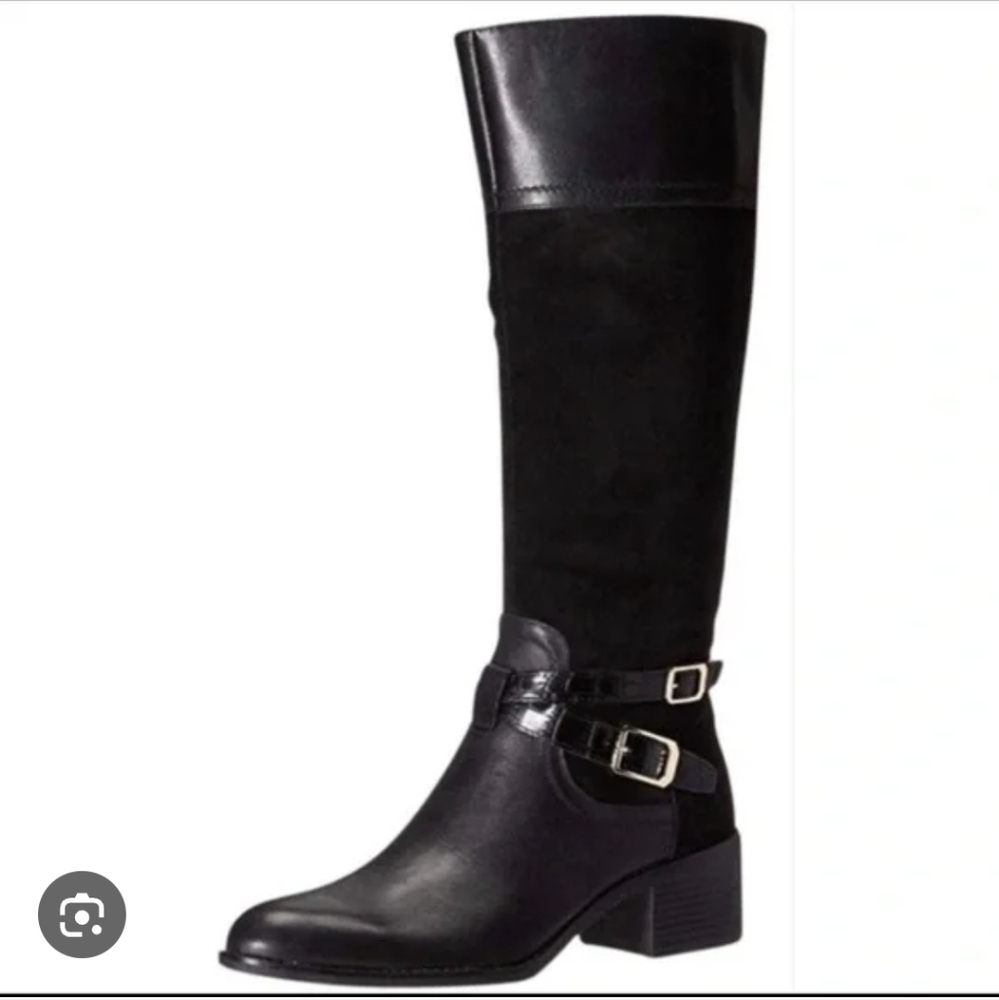 Franco Sarto Wide Calf Leather And Suede Boots Size 10 Womens